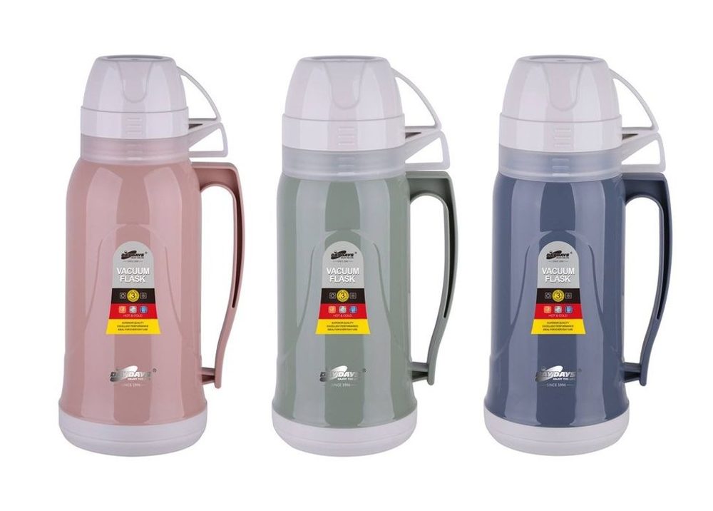 Levně termokonvice 1,0l 3barvy, 2šálky (CE-100), plast/sklo