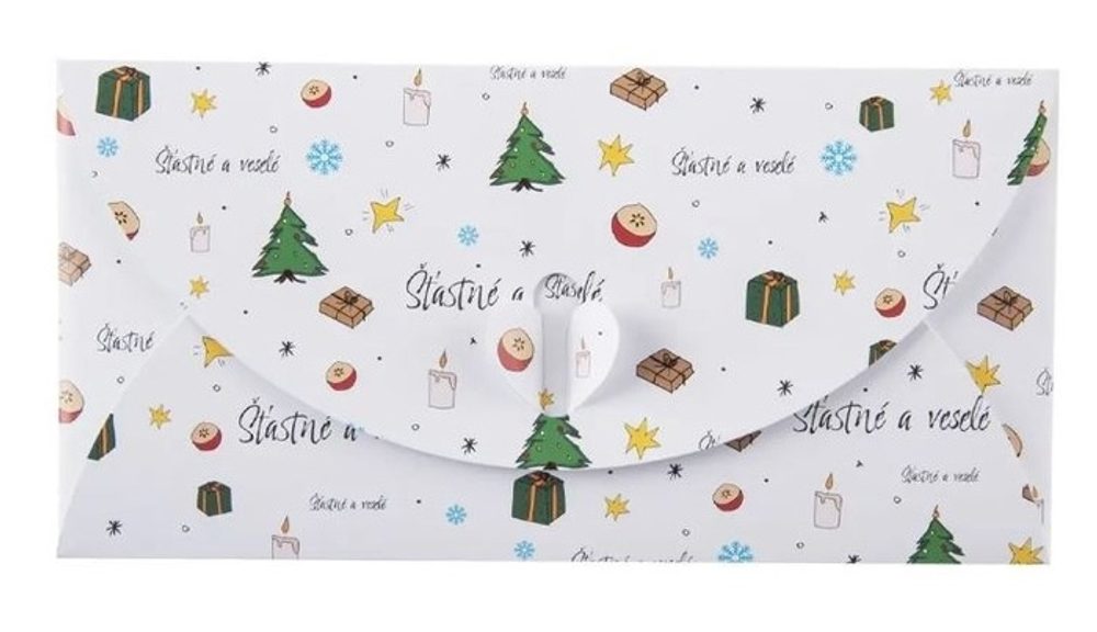 Levně obálka 22x11cm ŠŤASTNÉ A VESELÉ, papír