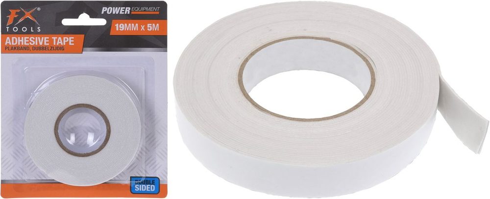 Levně páska lepící oboustr., š.19mm, délka 5m, bílá