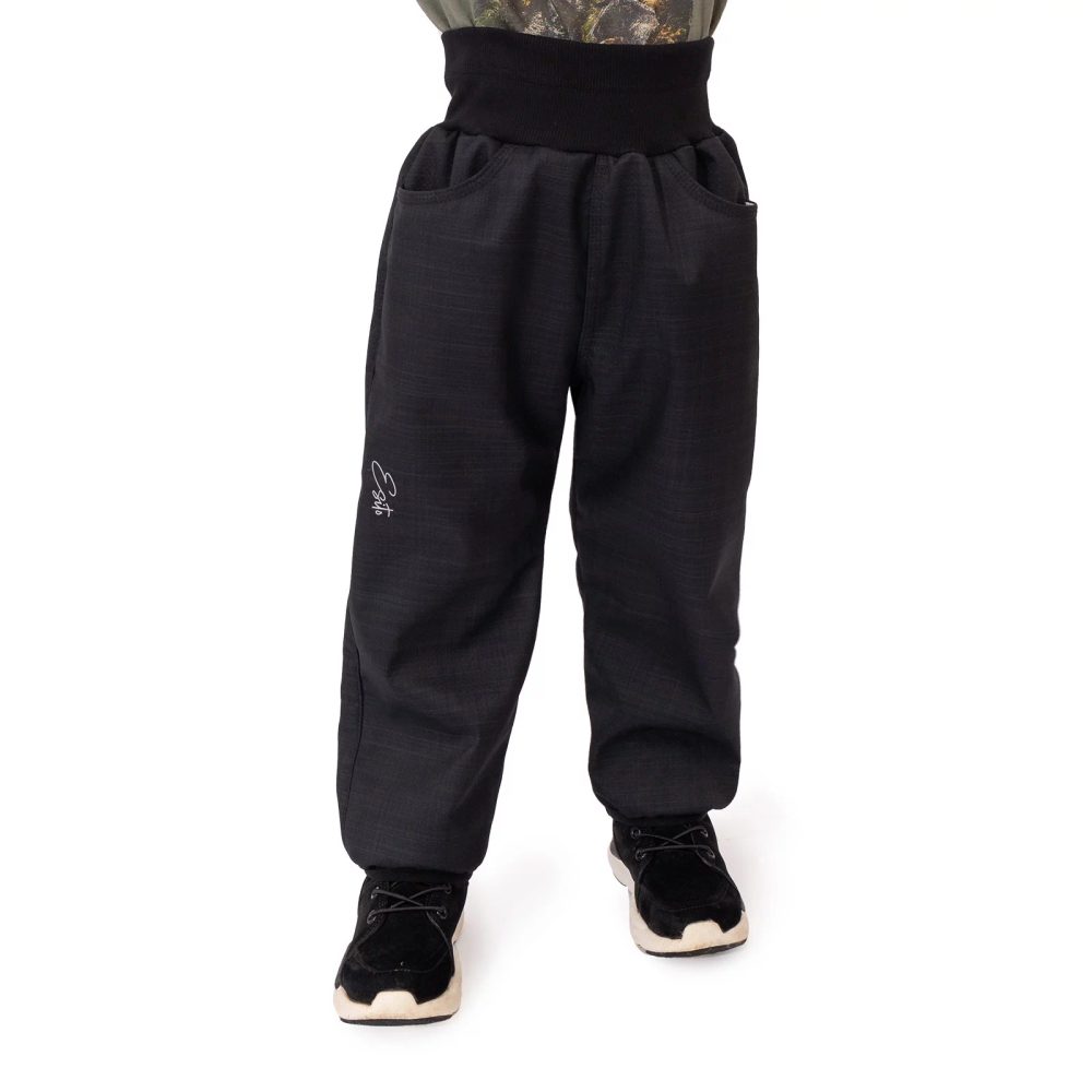 ESITO Dětské softshellové kalhoty s beránkem Black - černá