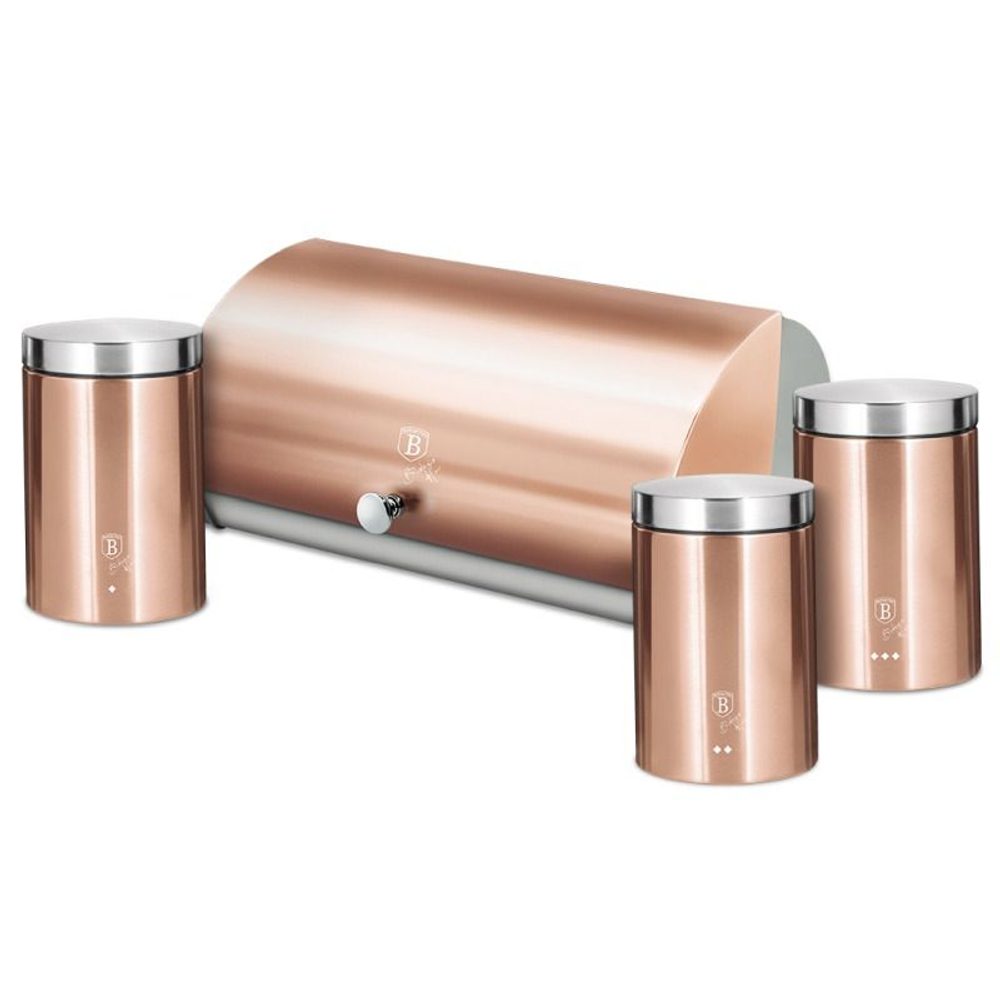 Levně BERLINGERHAUS Chlebovka nerez se sadou 3 ks skladovacích nádob Rosegold Metallic Line BH-6730