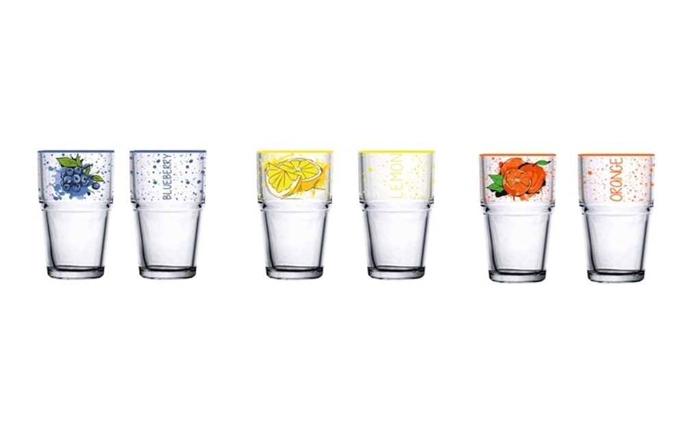 Levně sklen. 350ml, 1ks, CITRON, BORŮVKY, POMERANČ, voda