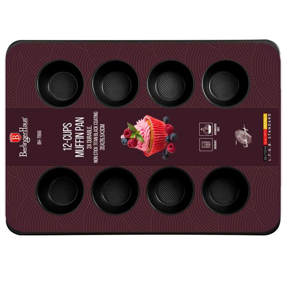 Levně BERLINGERHAUS Forma na muffiny s nepřilnavým povrchem 12 ks Burgundy BH-7866