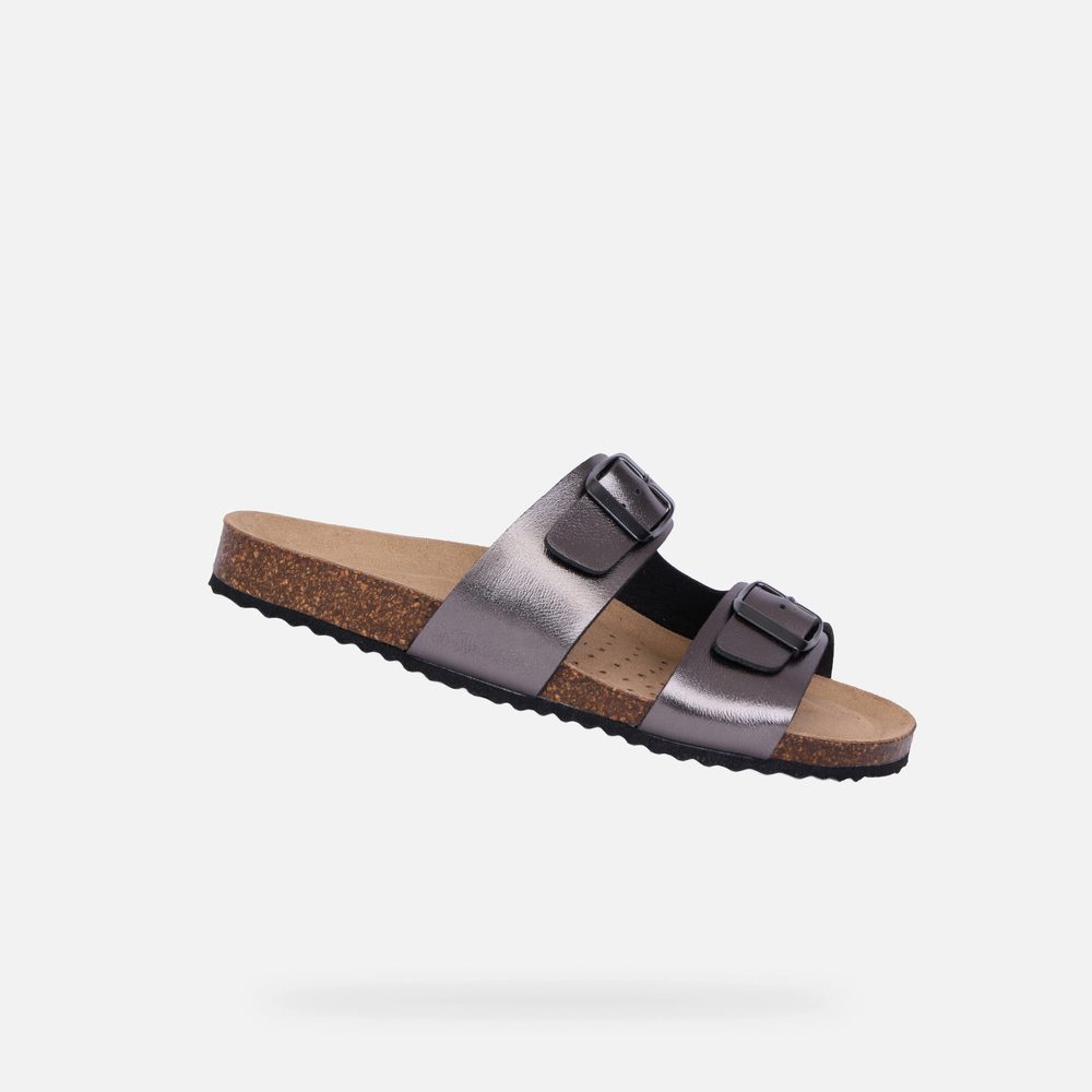 Stříbrné dámské sandály Geox Brionia - 36