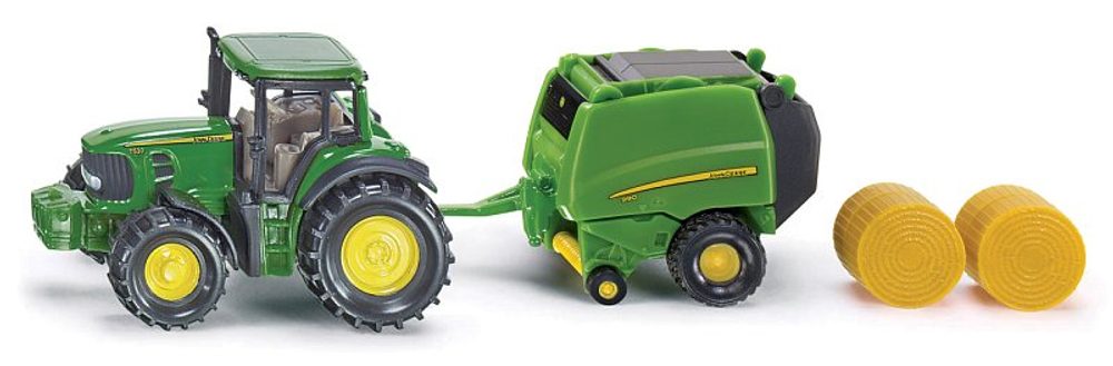 Levně SIKU Blister - John Deere traktor s balíkovačkou
