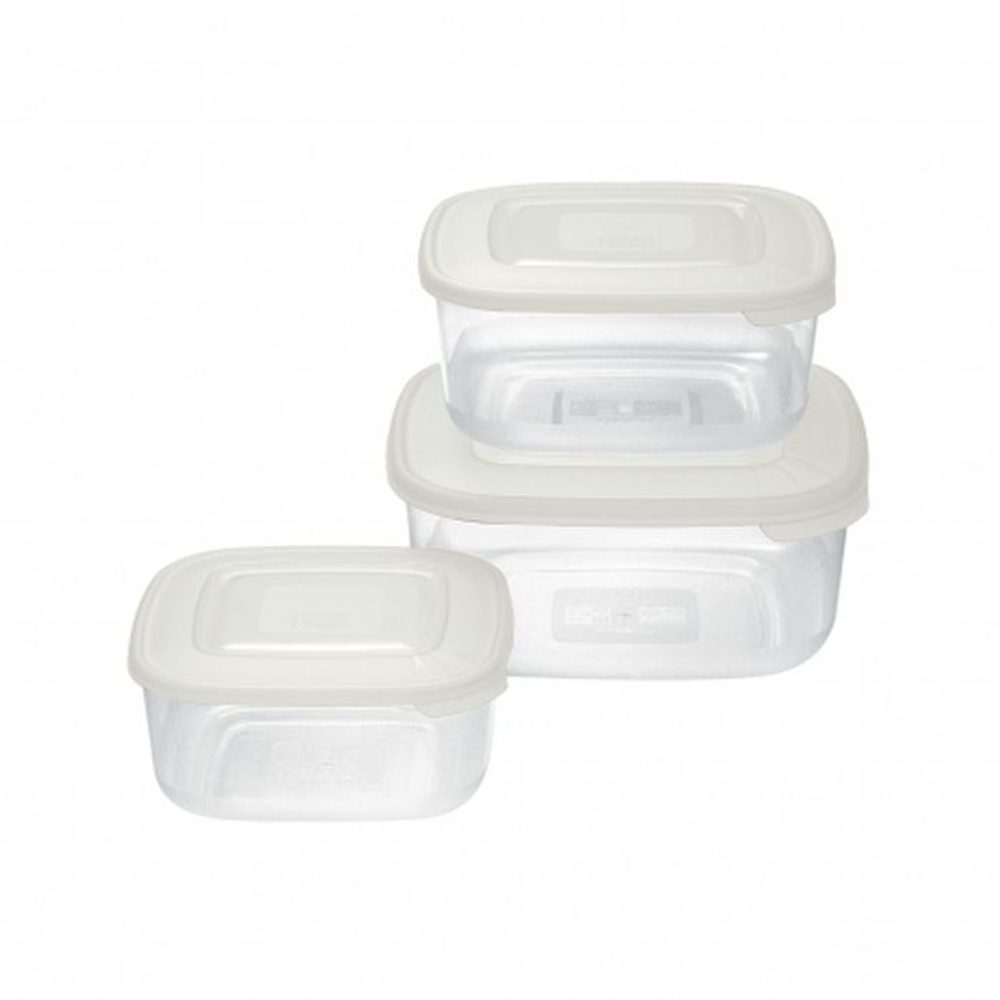 Levně box-sada 3ks, 2,5l, 1,5l, 0,95l, čtverec bílý, plast