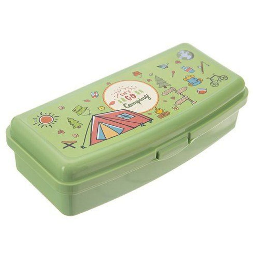Levně box 20,5x10x5,5cm, SLIM, zelený, kemp, svačina, plast