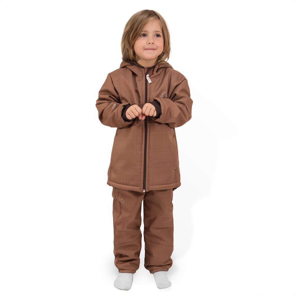 ESITO Dětská zimní softshellová bunda s beránkem Brown - hnědá / 92