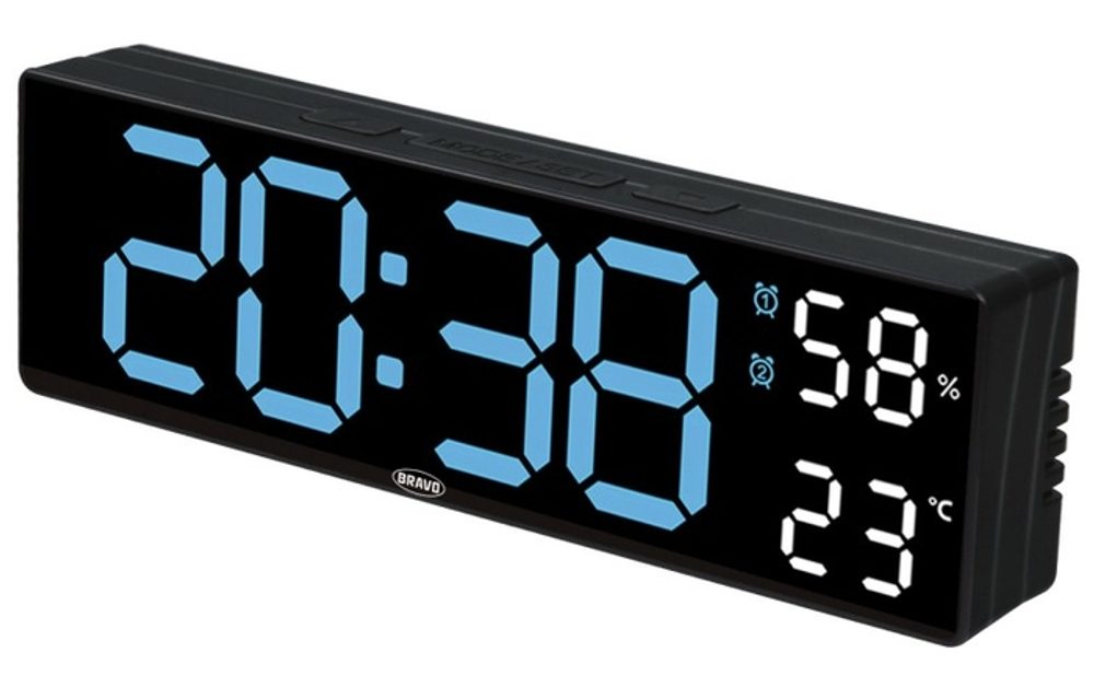 Levně hodiny dig., budík, teploměr B-5027, LED 23x7x3,5cm, měn.barva
