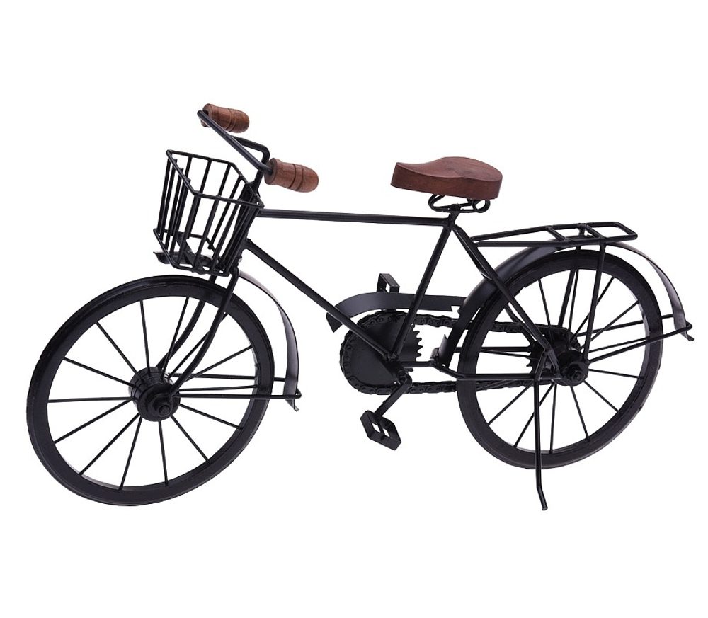 Levně HOMESTYLING Dekorace stojící BICYKL 47 cm černá s košíkem KO-A78100010kosi