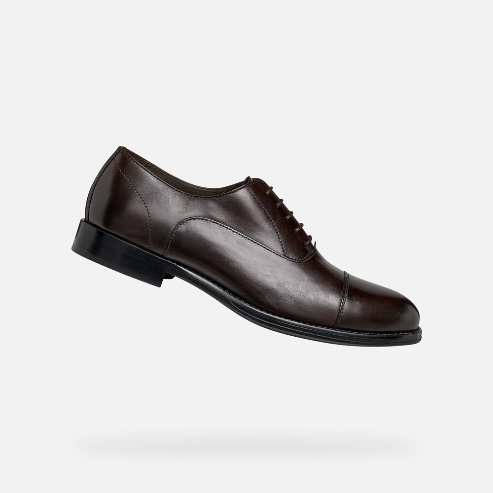 Tmavě hnědá pánská společenská obuv Geox Barberigo - 40