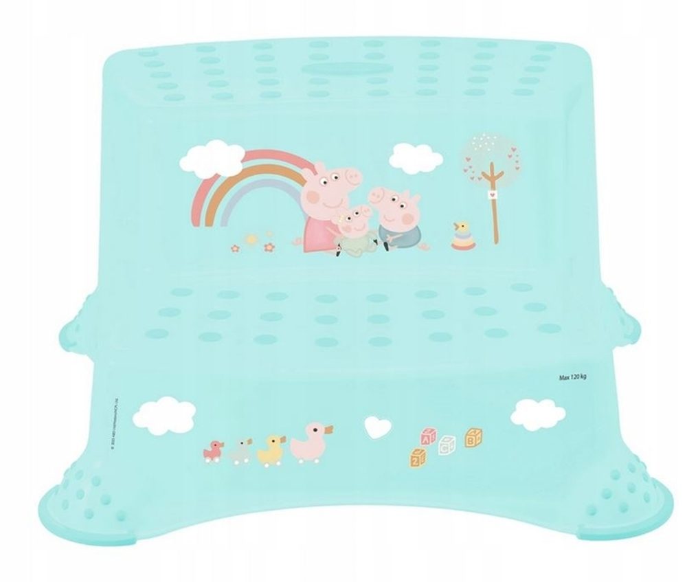 taburetka 2stup. 40x37,v.21cm, pras.PEPA, tyrkys, protiskluz., plast