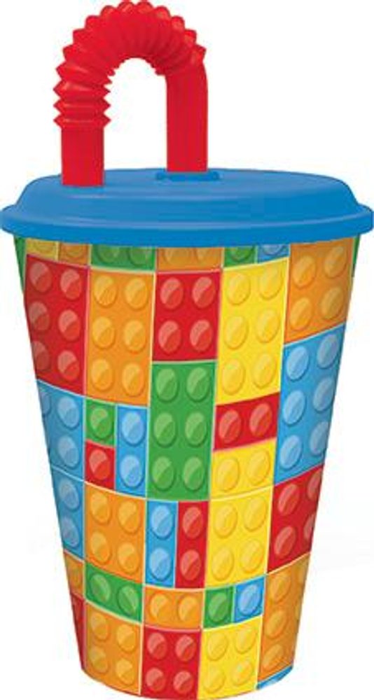 Levně STOR KELÍMEK S BRČKEM PLASTOVÝ KOSTKY 430 ML