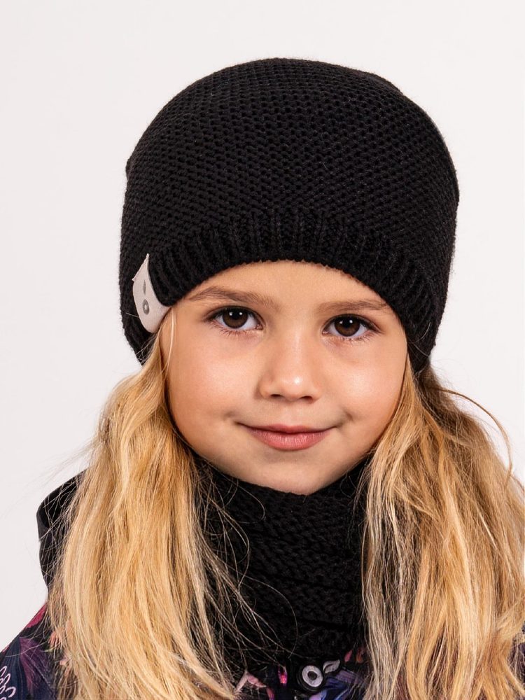 Levně Unuo, Dětská čepice pletená, Černá - L (53-56 cm)