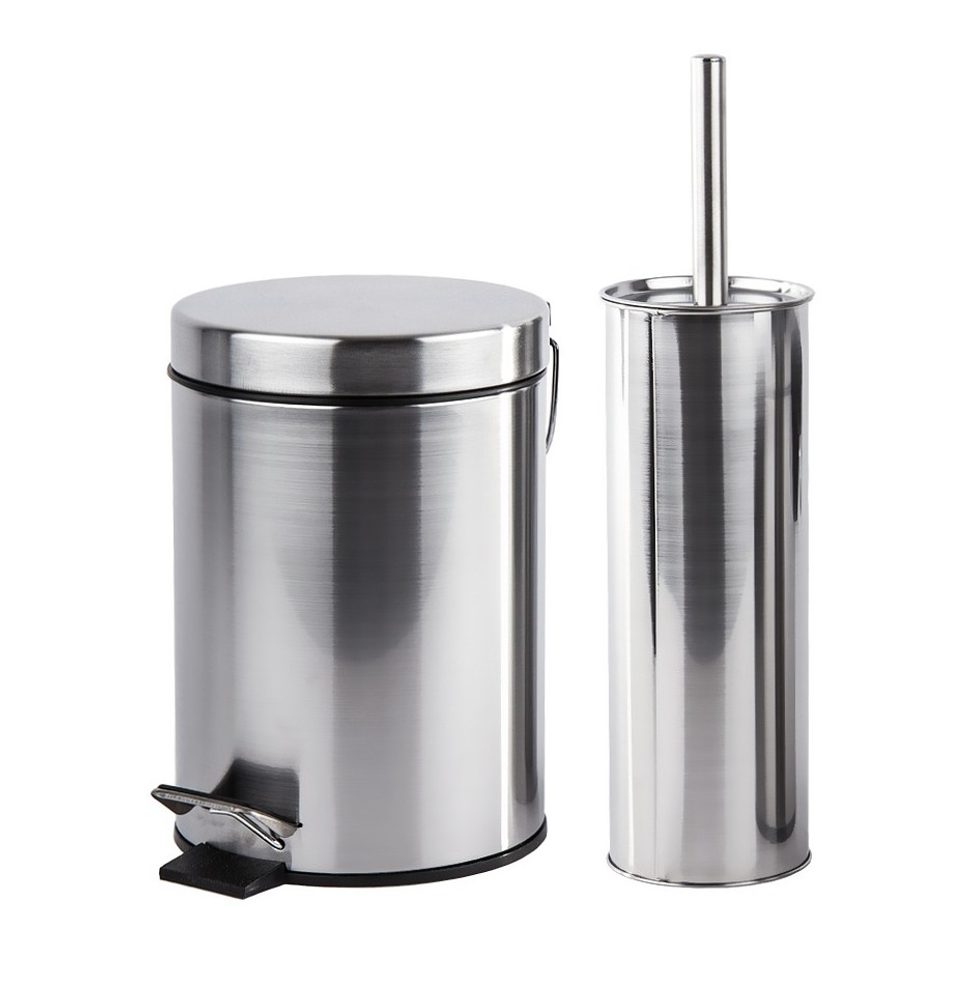 Levně EXCELLENT HOUSEWARE Odpadkový koš na wc + wc štětka s držákem nerez KO-170481400
