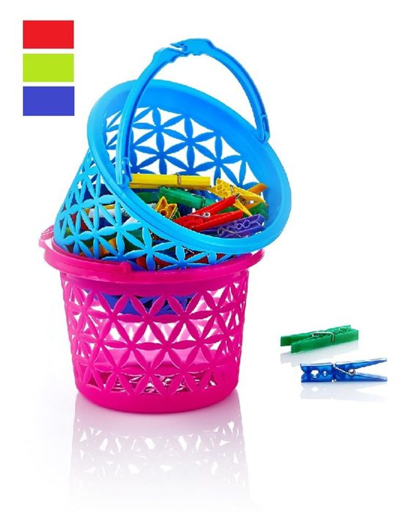 Levně košík na kolíčky kulatý 2,7l-2,9l d20x14cm, MIX barev