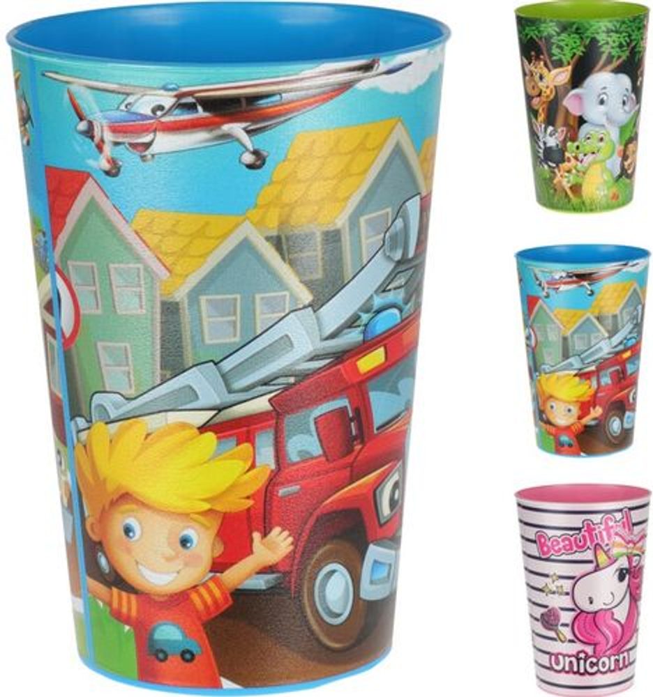 Levně kelímek 0,34l, POTISK dětský, 3dekory, plast
