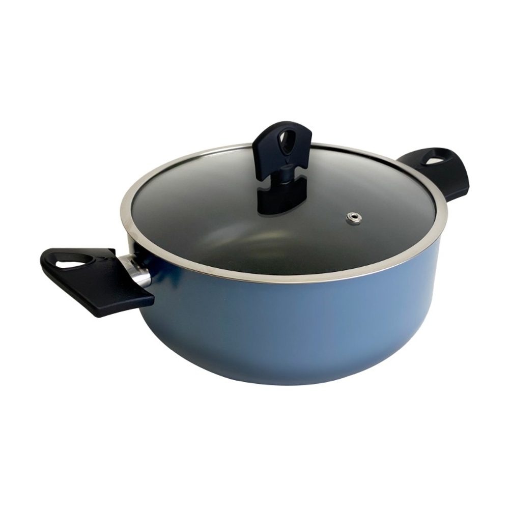 Levně SAN IGNACIO Kastrol s poklicí a nepřilnavým povrchem NOIA 24 cm modrá BGEU-6961