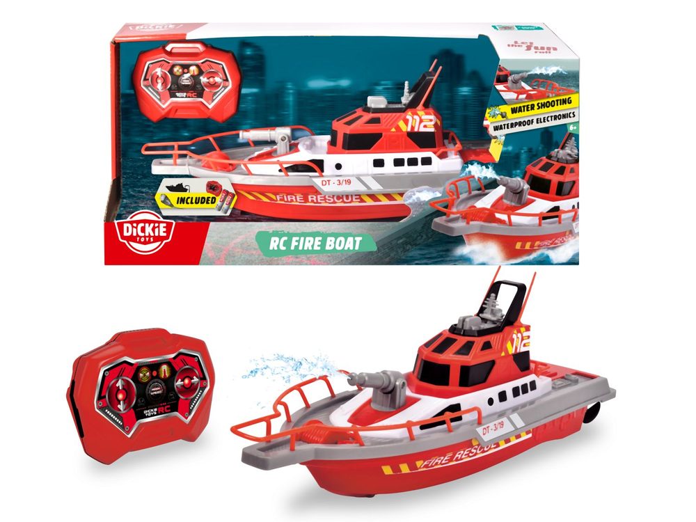 Levně RC loď hasiči 37cm, 3kan