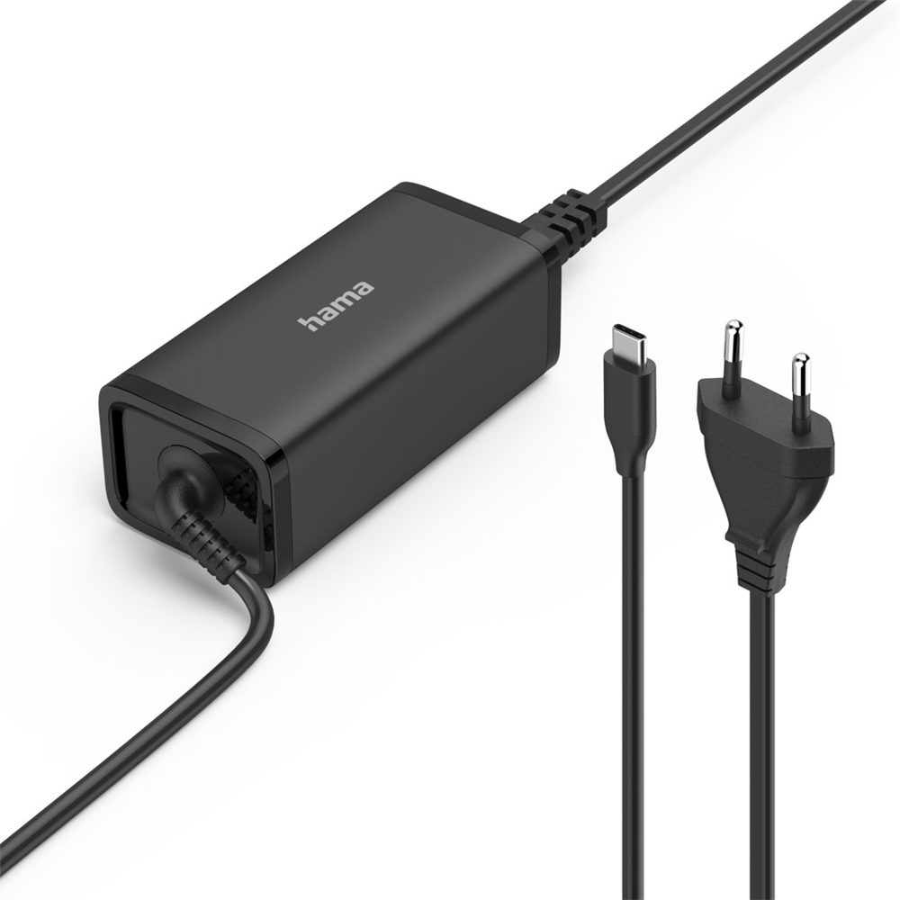Levně Hama USB-C napájecí zdroj pro notebooky, Power Delivery, GaN, 100 W