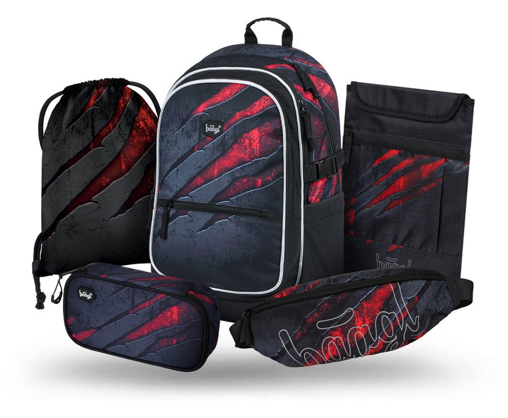 Levně BAAGL SET 5 Core Láva: batoh, penál, sáček, ledvinka, obal na notebook