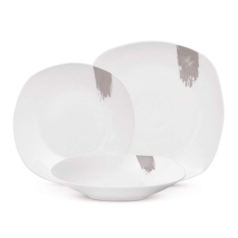 Levně BERLINGERHAUS Jídelní sada talířů 18 ks Taupe Collection bílá-šedá BH-10202