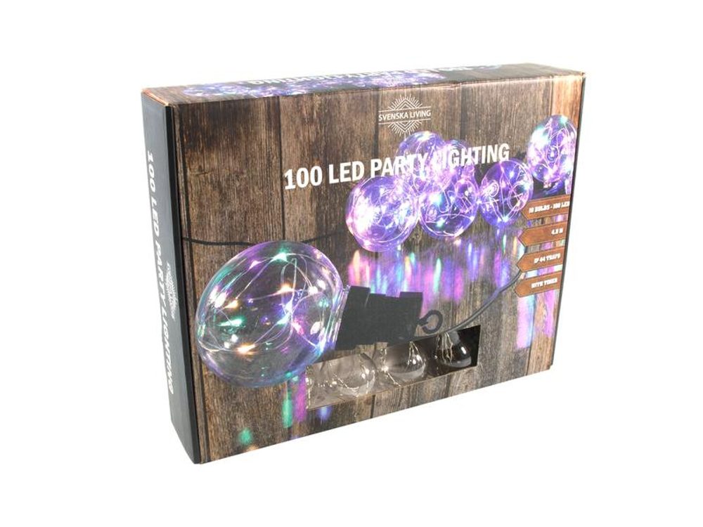 Levně SVENSKA LIVING ŘETĚZ PARTY 100LED VÍCEBAREVNÝ 3M 50CM ČASOVAČ
