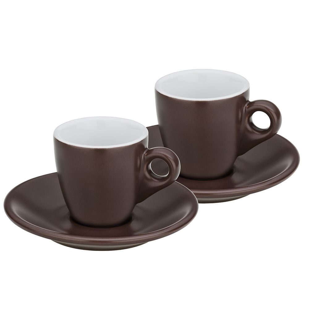 Levně KELA Hrnek na espresso s podšálkem sada 4 ks MATTIA čokoládová KL-12755