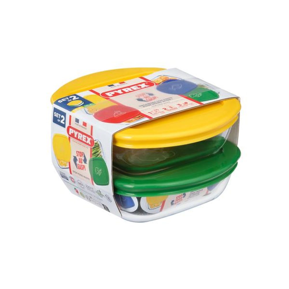 Levně Pyrex SADA ČTVERCOVÝCH DÓZ PYREX 2KS, 0,3L, SKLO