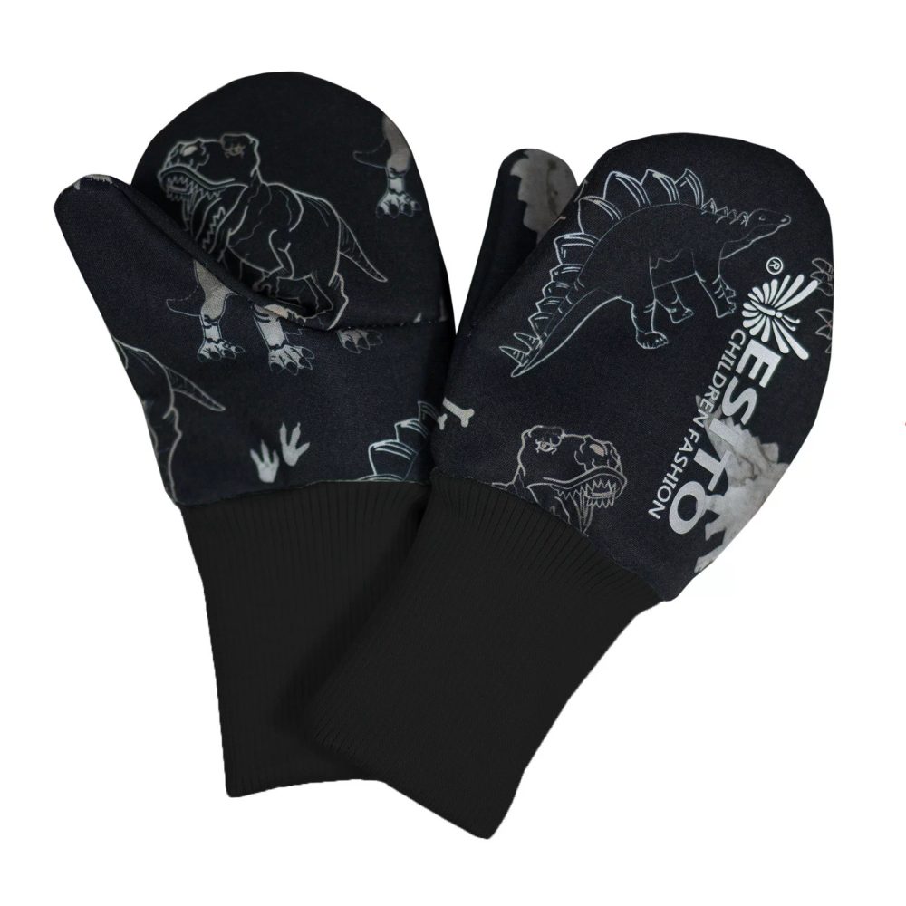 Levně ESITO Palcové rukavice softshell Dinoušek Čerňák - černá - 1 - 2 roky černá
