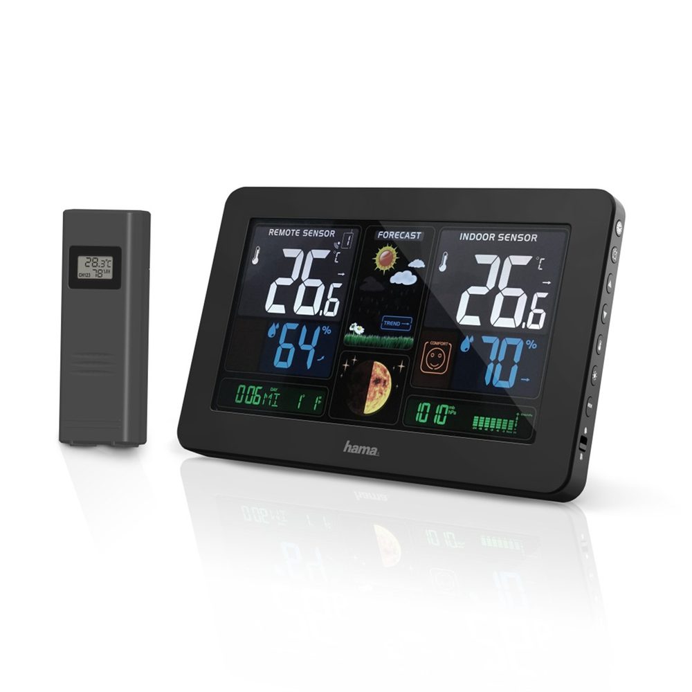 Levně Hama Premium, meteostanice s barevným displejem a nabíjecí funkcí USB