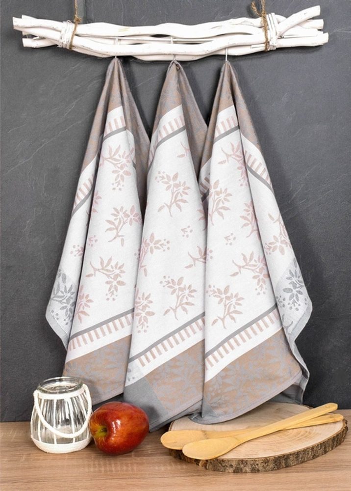 Levně utěrka 3ks 70x50cm FLOWERS-kuch., 100% EGYPTSKÁ bavlna