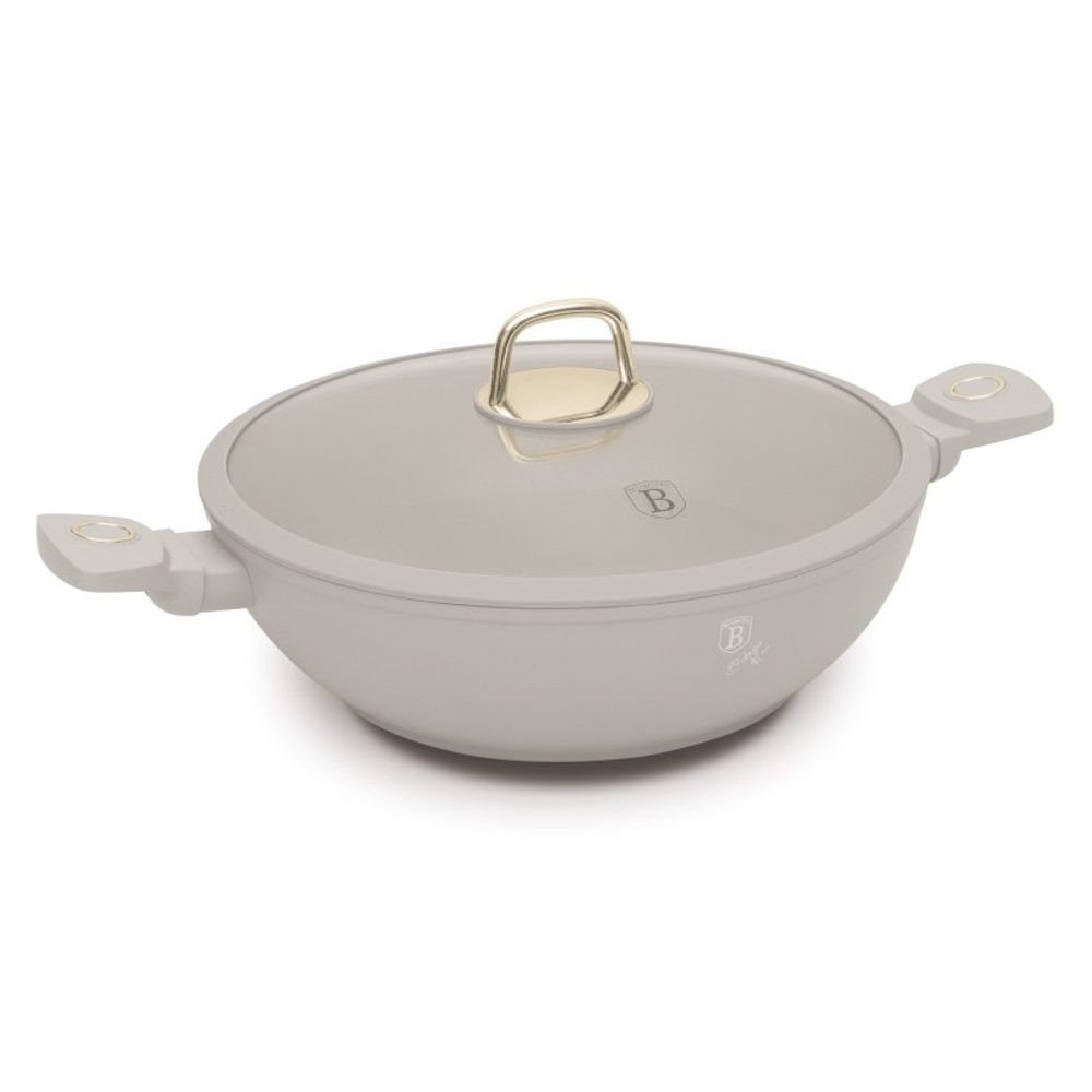 Levně BERLINGERHAUS Pánev WOK s titanovým povrchem a poklicí 30 cm Sahara Collection BH-8065