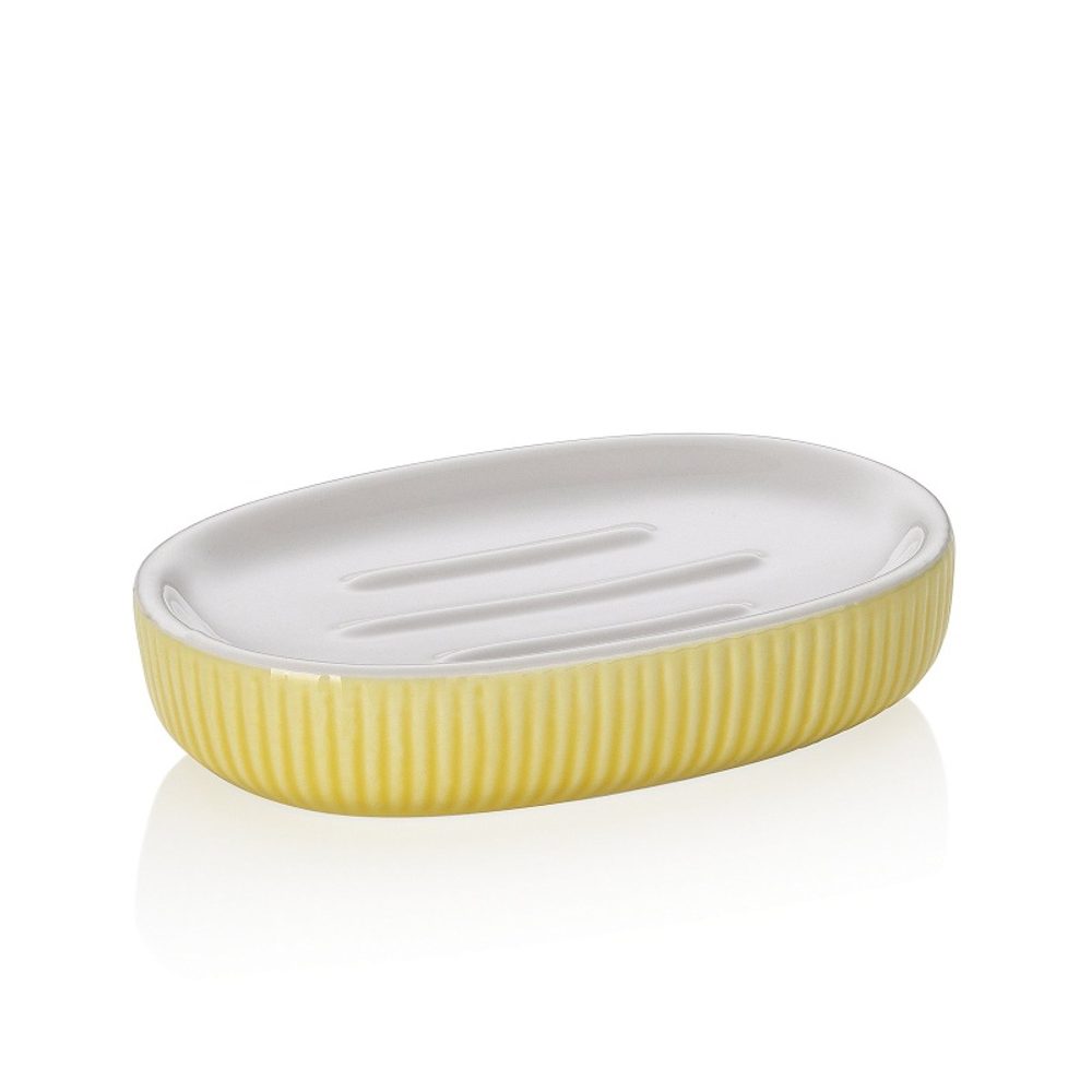 Levně KELA Miska na mýdlo Ava keramika žlutá 13,5x8,5x3,0cm KL-24428
