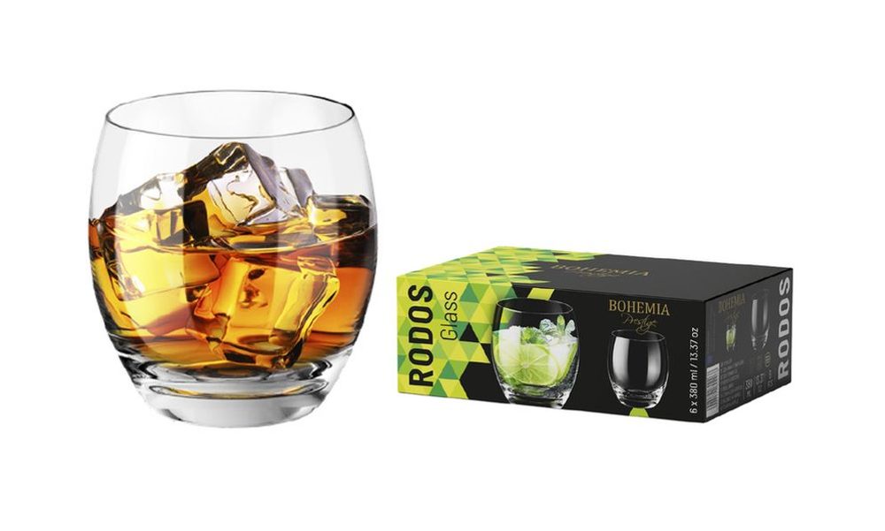 Levně sklen. 380ml, 6ks, BOHEMIA PR. RODOS, baněná bez stopky