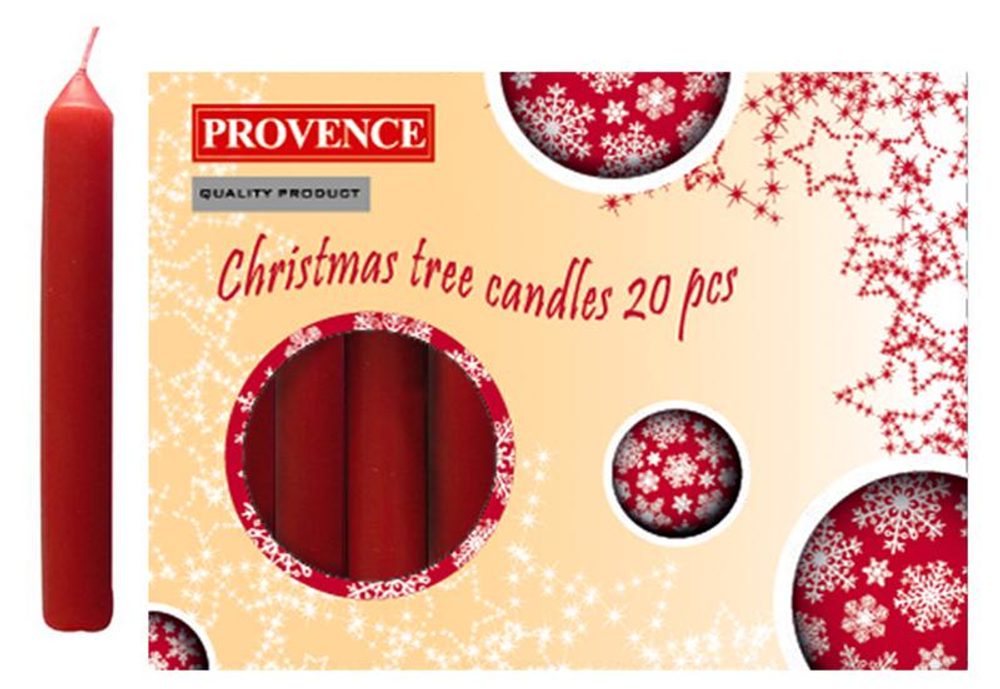 Levně Provence svíčka vánoční červená, 10 x 1,3 cm, set 20 ks