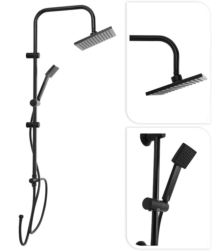 Levně EXCELLENT HOUSEWARE Sprchový set bez baterie na stěnu DÉŠŤ matná černá KO-CF6000020