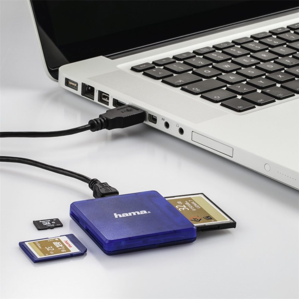 Hama multi čtečka karet USB 2.0, SD/microSD/CF, modrá (obrázek 3)