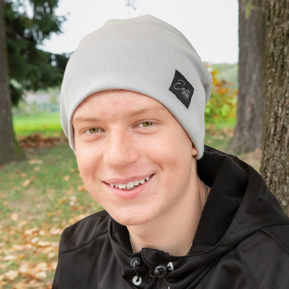 Levně ESITO Žebrovaná čepice spadená Color Grey - šedá - 44 šedá