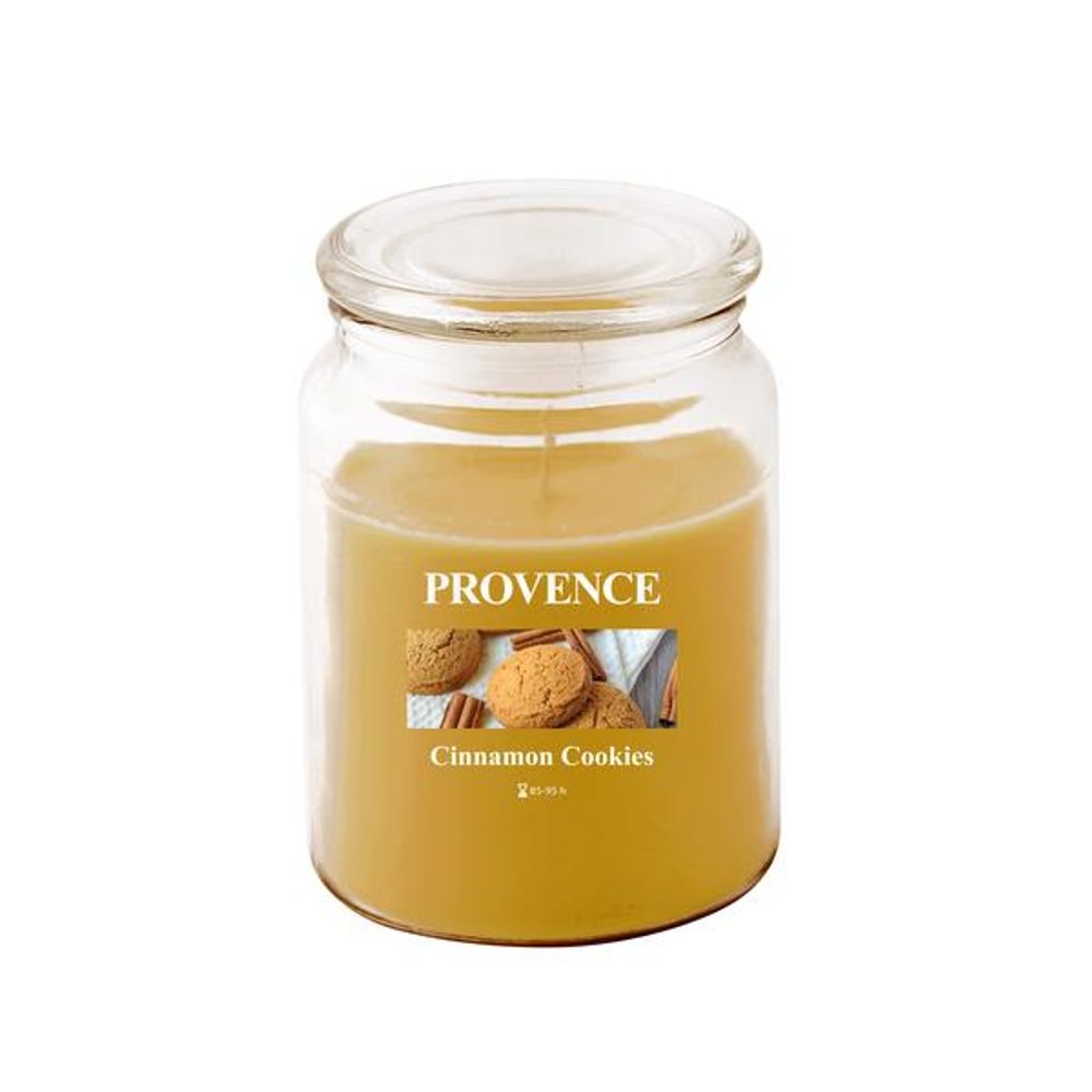 Levně Provence SVÍČKA VE SKLE S VÍČKEM 510G, SKOŘICOVÉ SUŠENKY