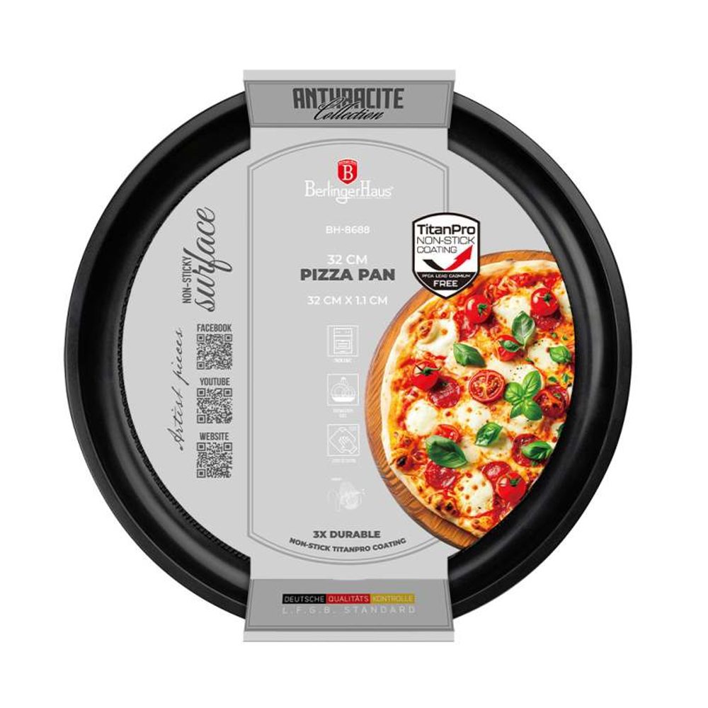 Levně BERLINGERHAUS Pánev na pizzu s titanovým povrchem 32cm Anthracite Collection BH-8688