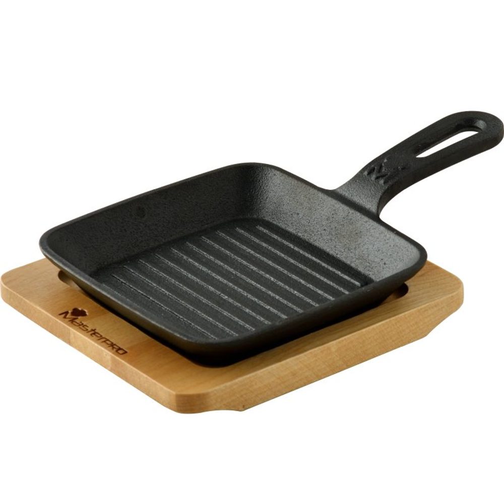 Levně MASTERPRO Pánev litinová na gril COOK & SHARE 13,7x22,2x2,2 cm černá BGMP-3808-4