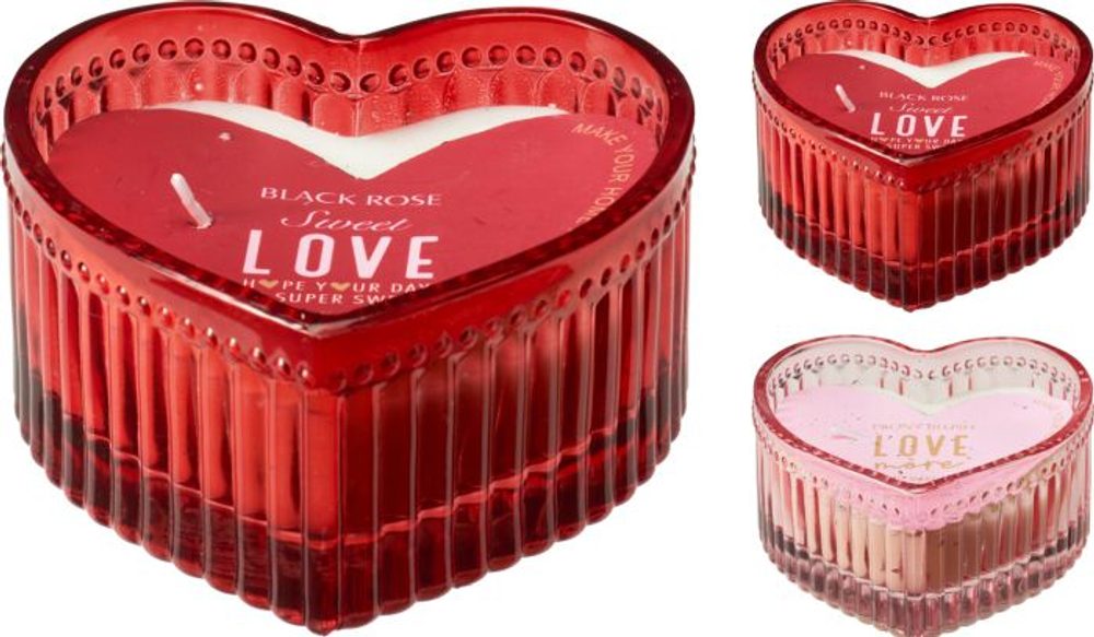 Levně svíčka 1ks LOVE, ve skle, 9x4cm, mix barev