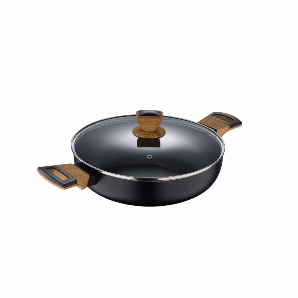 Levně BERGNER Pánev s nepřilnavým povrchem a poklicí 28 cm Earth Black BG-32038-BK