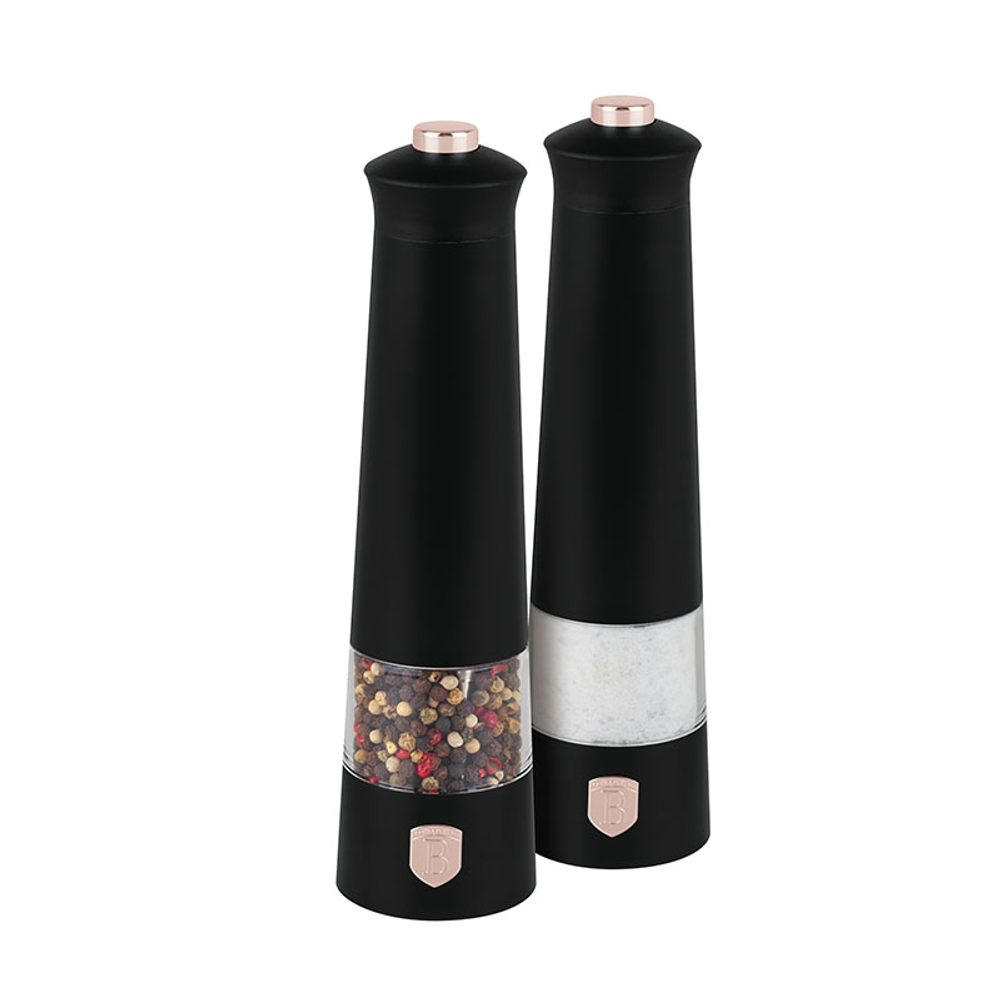 Levně BERLINGERHAUS Mlýnek na pepř a sůl elektrický sada 2 ks Black Rose Collection BH-9499