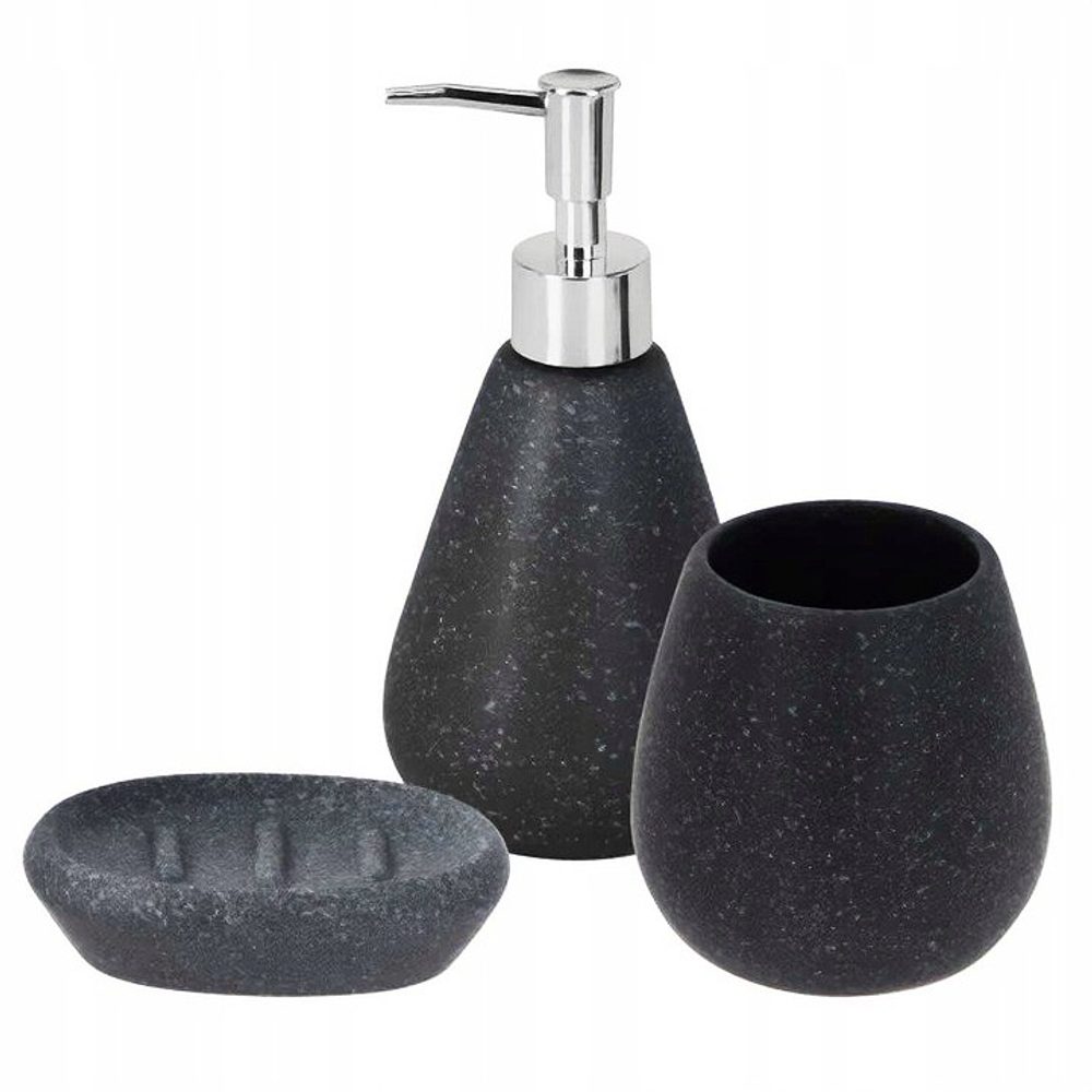 Levně EXCELLENT HOUSEWARE Koupelnové doplňky set 3 ks mramor černá KO-795420720cern