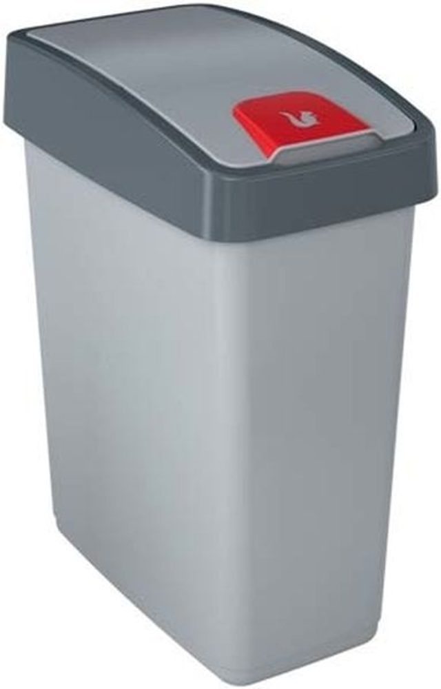 Levně koš odp.25l MAGNE, stříbrný/stř.klapka výklop., plast