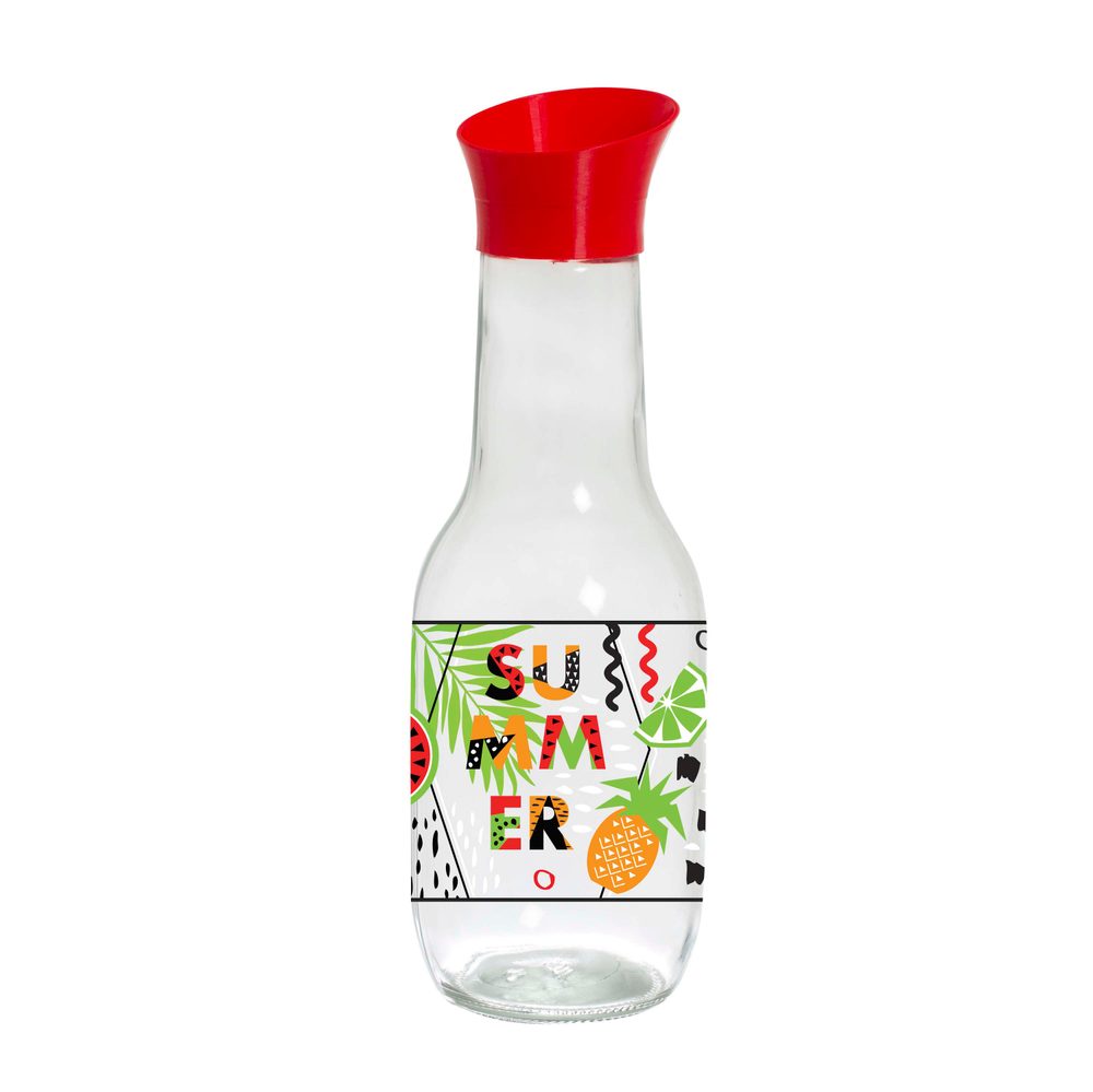 Levně TORO KARAFA DEKOR SUMMER 1L, SKLO/PLAST
