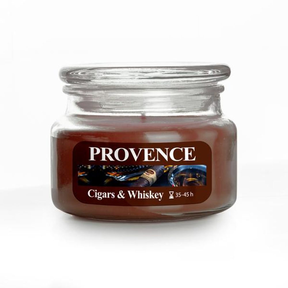 Levně Provence SVÍČKA VE SKLE S VÍČKEM 200G CIGARS/WHISKEY,1 KNOT