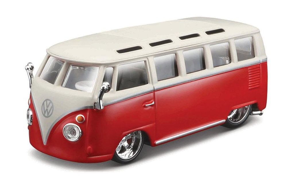 Levně Bburago - Auta HOBBY, Volkswagen Van Samba, červeno-bílá, 1:32